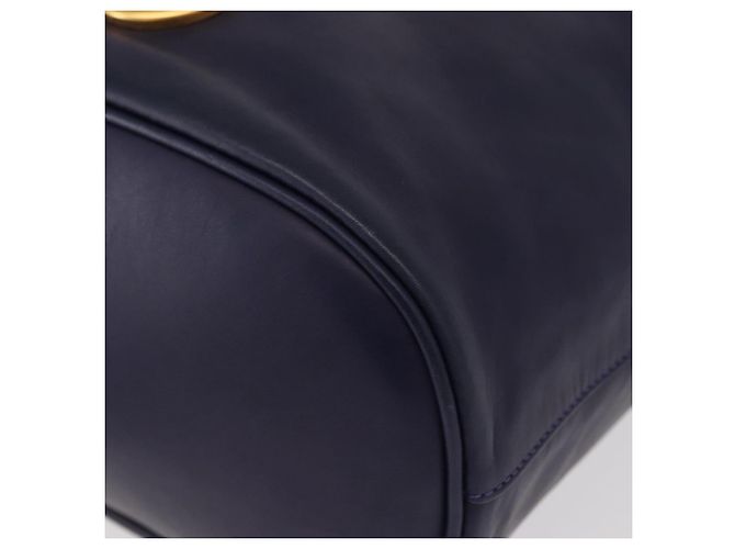 Céline Borsa a Spalla CELINE Circle in Pelle Blu Navy Oro Auth 159739 D'oro - vista 15