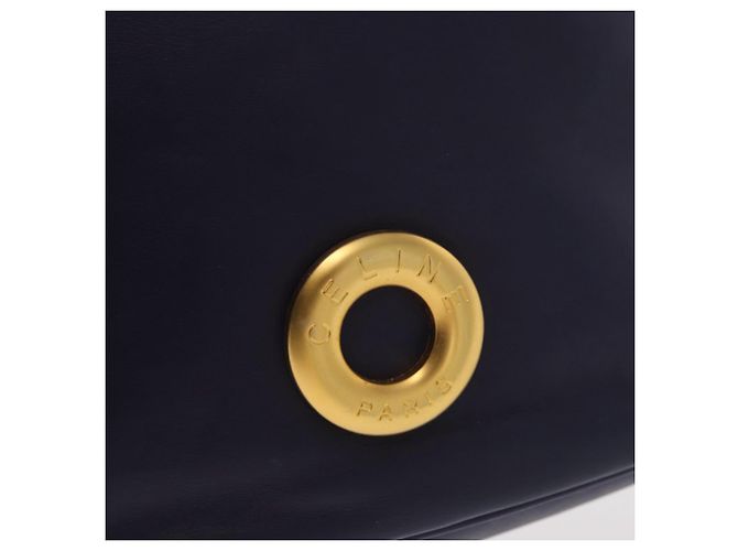 Céline Borsa a Spalla CELINE Circle in Pelle Blu Navy Oro Auth 159739 D'oro - vista 19