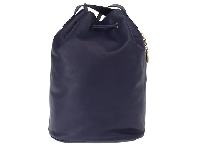 Céline Borsa a Spalla CELINE Circle in Pelle Blu Navy Oro Auth 159739 D'oro - vista 2