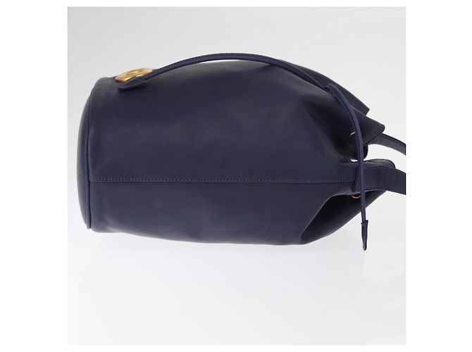 Céline Borsa a Spalla CELINE Circle in Pelle Blu Navy Oro Auth 159739 D'oro - vista 3