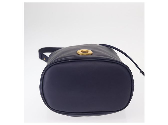 Céline Borsa a Spalla CELINE Circle in Pelle Blu Navy Oro Auth 159739 D'oro - vista 5