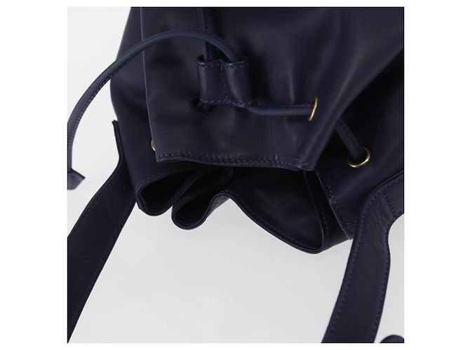 Céline Borsa a Spalla CELINE Circle in Pelle Blu Navy Oro Auth 159739 D'oro - vista 6