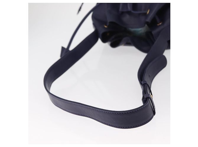 Céline Borsa a Spalla CELINE Circle in Pelle Blu Navy Oro Auth 159739 D'oro - vista 7