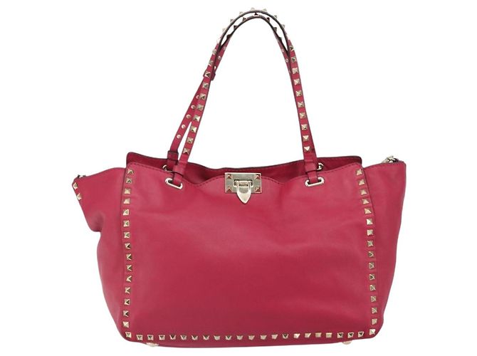 VALENTINO Rock Nieten Tote Bag Leder 2in1 Rosa Gold Auth BA9403 Pink Golden - Ansicht 13