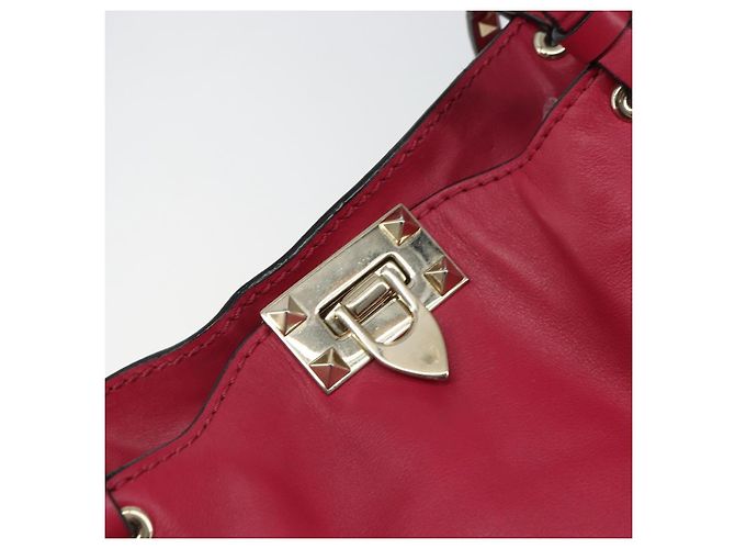 VALENTINO Rock Nieten Tote Bag Leder 2in1 Rosa Gold Auth BA9403 Pink Golden - Ansicht 18