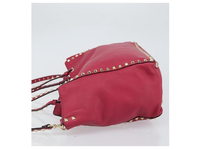 VALENTINO Rock Nieten Tote Bag Leder 2in1 Rosa Gold Auth BA9403 Pink Golden - Ansicht 4