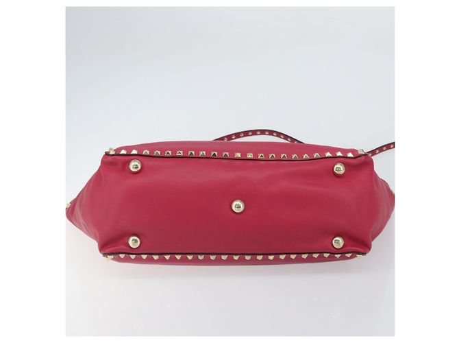 VALENTINO Rock Nieten Tote Bag Leder 2in1 Rosa Gold Auth BA9403 Pink Golden - Ansicht 5