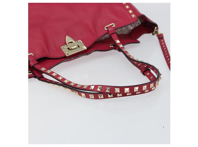 VALENTINO Rock Nieten Tote Bag Leder 2in1 Rosa Gold Auth BA9403 Pink Golden - Ansicht 7