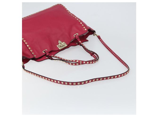 VALENTINO Rock Nieten Tote Bag Leder 2in1 Rosa Gold Auth BA9403 Pink Golden - Ansicht 9