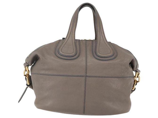 GIVENCHY Nightingale Hand Bag Leather 2way Gray Gold Auth am10293 - view 13