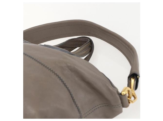 GIVENCHY Nightingale Hand Bag Leather 2way Gray Gold Auth am10293 - view 14