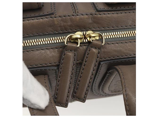 GIVENCHY Nightingale Hand Bag Leather 2way Gray Gold Auth am10293 - view 18