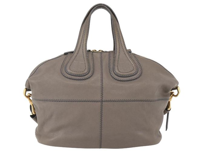 GIVENCHY Nightingale Hand Bag Leather 2way Gray Gold Auth am10293 - view 2