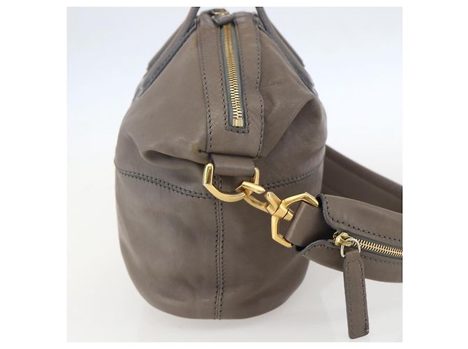 GIVENCHY Nightingale Hand Bag Leather 2way Gray Gold Auth am10293 - view 3