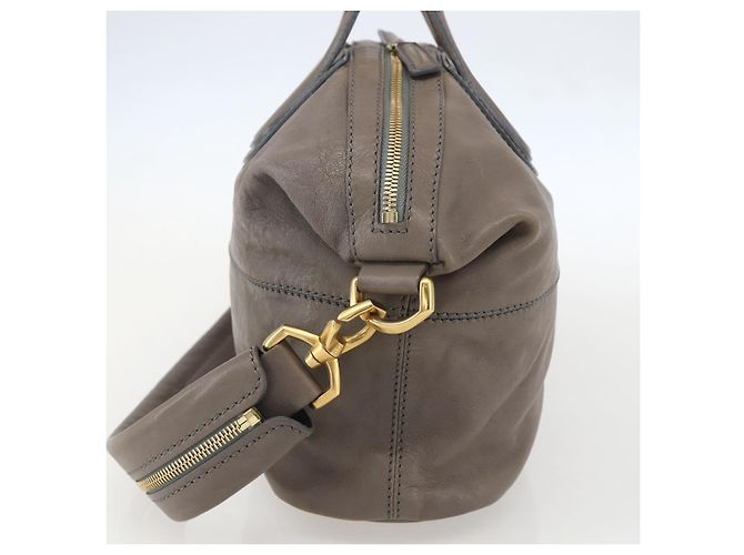GIVENCHY Nightingale Hand Bag Leather 2way Gray Gold Auth am10293 - view 4