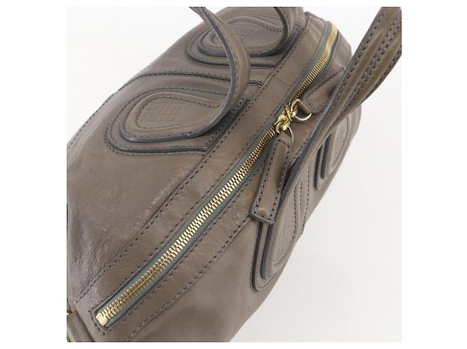 GIVENCHY Nightingale Hand Bag Leather 2way Gray Gold Auth am10293 - view 6