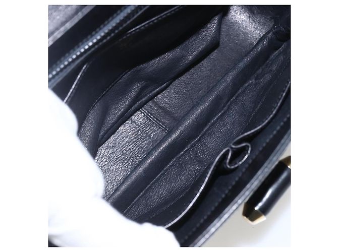 Borsa a Spalla in Pelle Nera e Oro GUCCI 001 4214 Auth 160233 Nero D'oro - vista 11