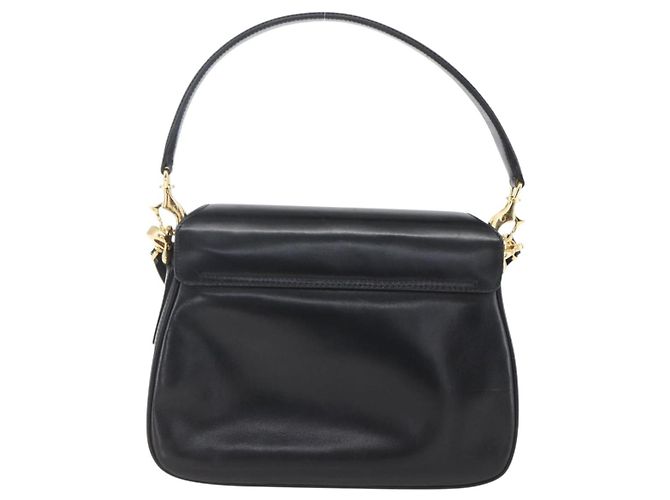 Borsa a Spalla in Pelle Nera e Oro GUCCI 001 4214 Auth 160233 Nero D'oro - vista 2