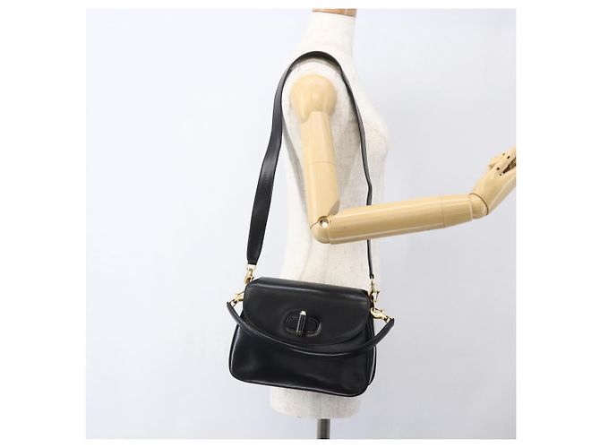 Borsa a Spalla in Pelle Nera e Oro GUCCI 001 4214 Auth 160233 Nero D'oro - vista 25