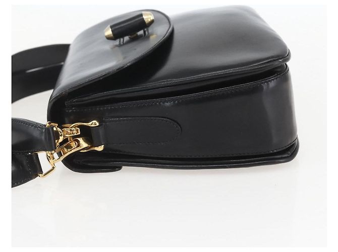 Borsa a Spalla in Pelle Nera e Oro GUCCI 001 4214 Auth 160233 Nero D'oro - vista 3