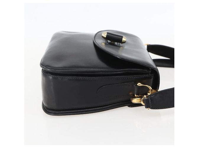 Borsa a Spalla in Pelle Nera e Oro GUCCI 001 4214 Auth 160233 Nero D'oro - vista 4