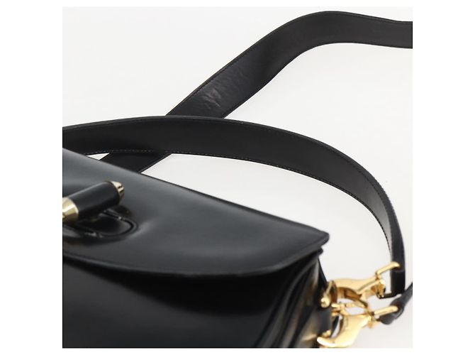 Borsa a Spalla in Pelle Nera e Oro GUCCI 001 4214 Auth 160233 Nero D'oro - vista 8