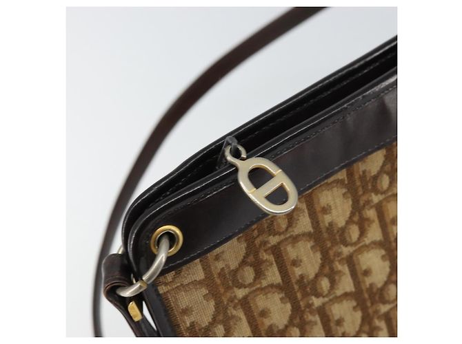 Borsa a Spalla in Tela Trotter Christian Dior Beige Oro Auth 159028 D'oro - vista 10