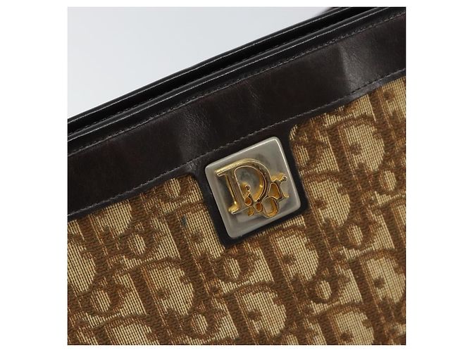 Borsa a Spalla in Tela Trotter Christian Dior Beige Oro Auth 159028 D'oro - vista 17