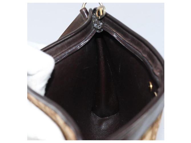 Borsa a Spalla in Tela Trotter Christian Dior Beige Oro Auth 159028 D'oro - vista 18