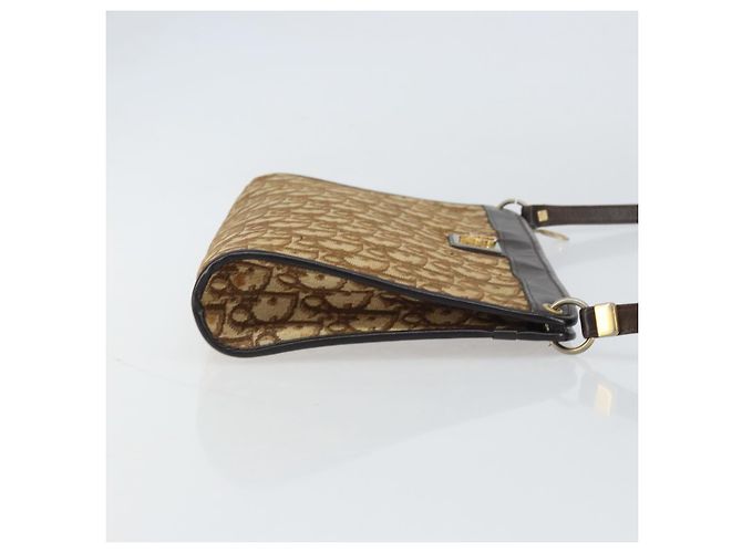 Borsa a Spalla in Tela Trotter Christian Dior Beige Oro Auth 159028 D'oro - vista 3