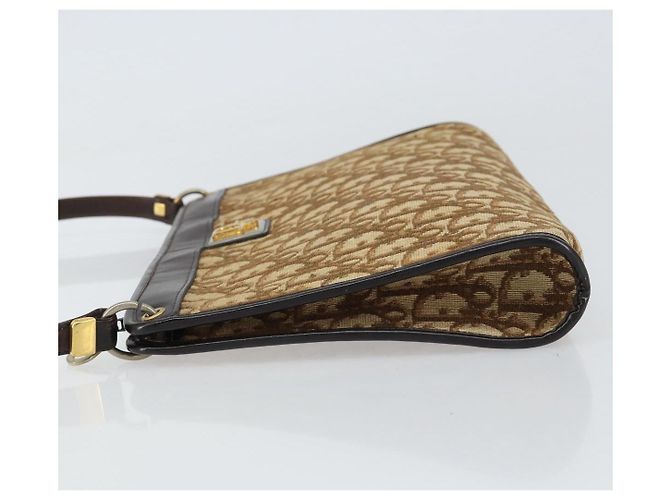 Borsa a Spalla in Tela Trotter Christian Dior Beige Oro Auth 159028 D'oro - vista 4