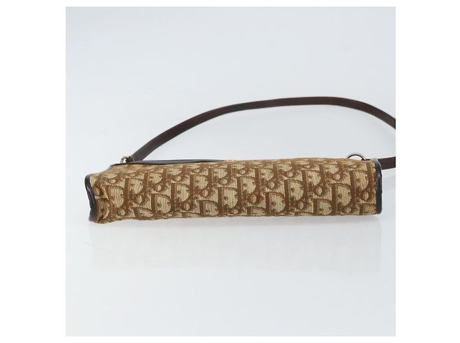 Borsa a Spalla in Tela Trotter Christian Dior Beige Oro Auth 159028 D'oro - vista 5