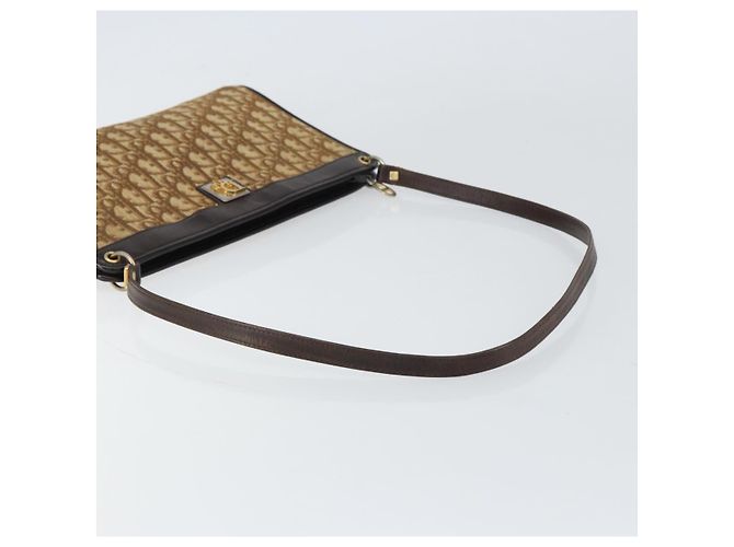 Borsa a Spalla in Tela Trotter Christian Dior Beige Oro Auth 159028 D'oro - vista 7