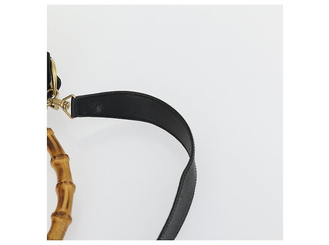 Bamboo GUCCI Schultertasche aus Wildleder 2 in 1 Schwarz Gold 001 2113 1577 Auth 151562 Golden - Ansicht 14