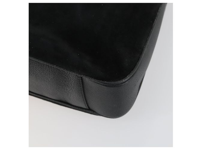 Bamboo GUCCI Schultertasche aus Wildleder 2 in 1 Schwarz Gold 001 2113 1577 Auth 151562 Golden - Ansicht 17