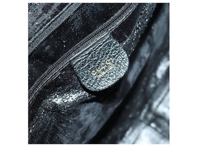 Bamboo GUCCI Schultertasche aus Wildleder 2 in 1 Schwarz Gold 001 2113 1577 Auth 151562 Golden - Ansicht 18