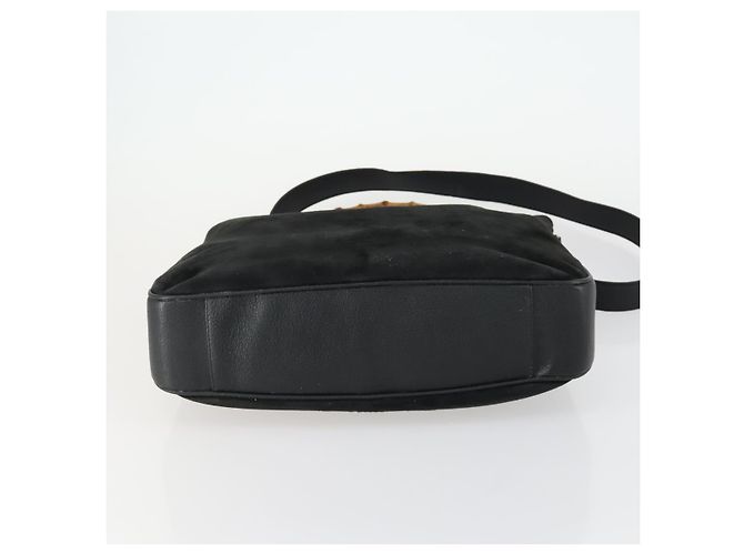 Bamboo GUCCI Schultertasche aus Wildleder 2 in 1 Schwarz Gold 001 2113 1577 Auth 151562 Golden - Ansicht 5