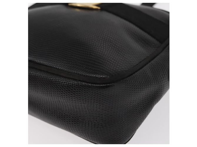 Borsa a Spalla Vala in Pelle Nera e Oro Salvatore Ferragamo Auth gh1483 - vista 14