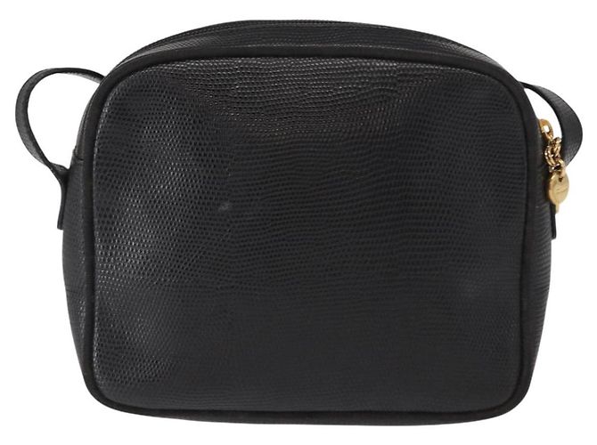 Borsa a Spalla Vala in Pelle Nera e Oro Salvatore Ferragamo Auth gh1483 - vista 2