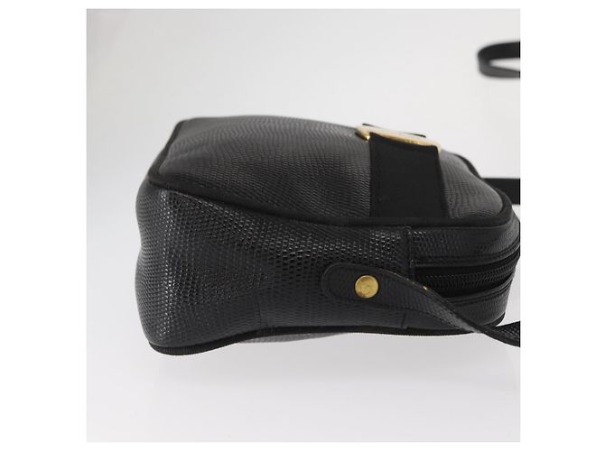 Borsa a Spalla Vala in Pelle Nera e Oro Salvatore Ferragamo Auth gh1483 - vista 3