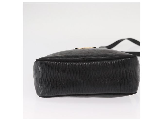Borsa a Spalla Vala in Pelle Nera e Oro Salvatore Ferragamo Auth gh1483 - vista 5