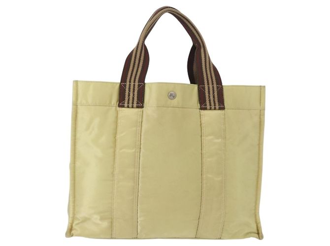 Borsa tote in nylon blu Burberry Label, argento, beige Auth gh1498 - vista 2