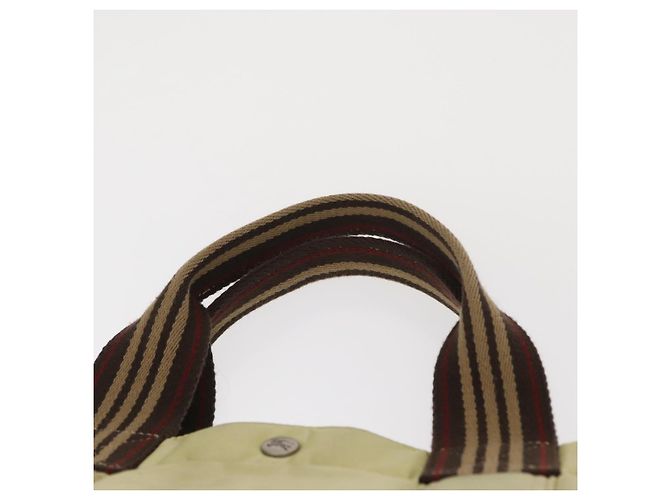 Borsa tote in nylon blu Burberry Label, argento, beige Auth gh1498 - vista 8