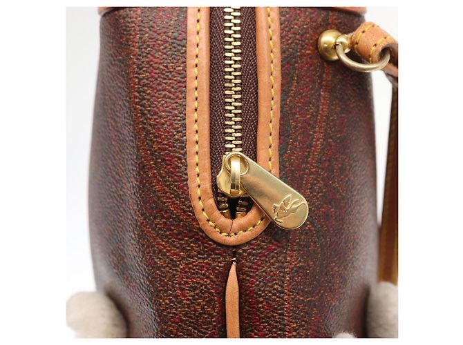 Borsa a Spalla ETRO in Pelle Bordeaux con Motivo Paisley, Oro, Auth am10326 D'oro Bordò - vista 10