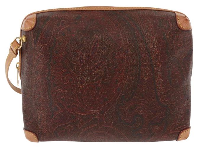 Borsa a Spalla ETRO in Pelle Bordeaux con Motivo Paisley, Oro, Auth am10326 D'oro Bordò - vista 13