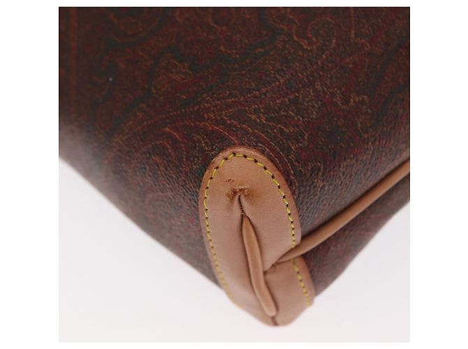 Borsa a Spalla ETRO in Pelle Bordeaux con Motivo Paisley, Oro, Auth am10326 D'oro Bordò - vista 14