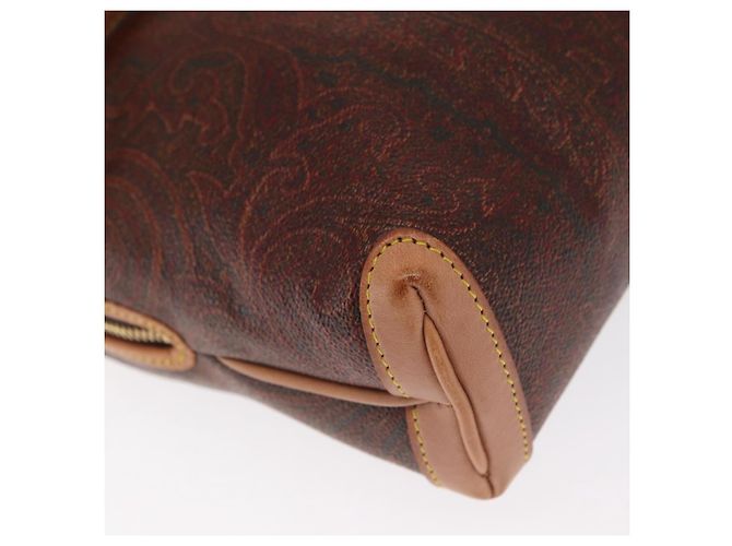Borsa a Spalla ETRO in Pelle Bordeaux con Motivo Paisley, Oro, Auth am10326 D'oro Bordò - vista 15