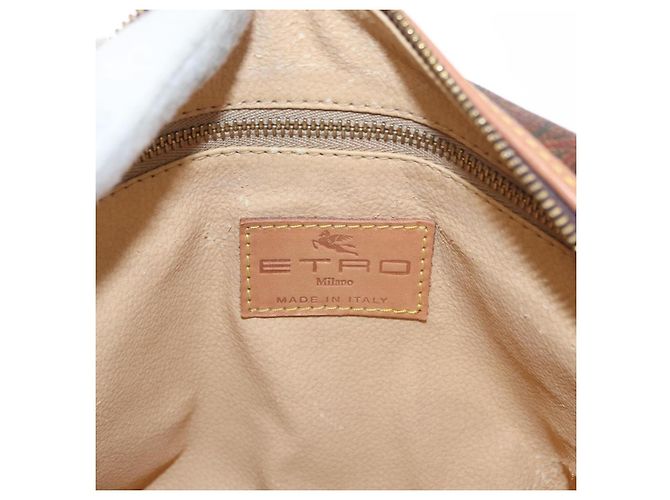Borsa a Spalla ETRO in Pelle Bordeaux con Motivo Paisley, Oro, Auth am10326 D'oro Bordò - vista 17