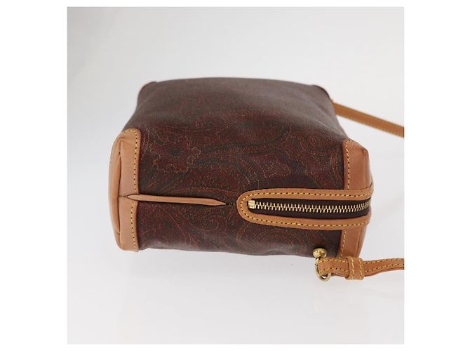 Borsa a Spalla ETRO in Pelle Bordeaux con Motivo Paisley, Oro, Auth am10326 D'oro Bordò - vista 3