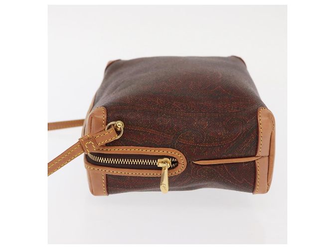 Borsa a Spalla ETRO in Pelle Bordeaux con Motivo Paisley, Oro, Auth am10326 D'oro Bordò - vista 4